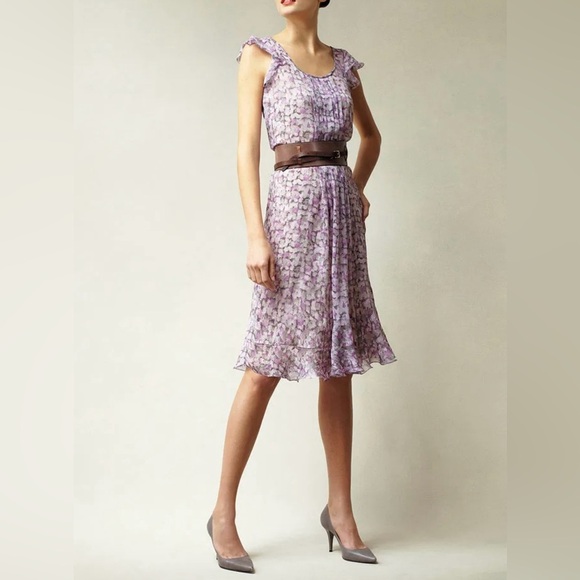 Talbots 100% Silk Crepe Watercolor Floral Dress, Size 10, Wedding, Shower, Date - Picture 1 of 9
